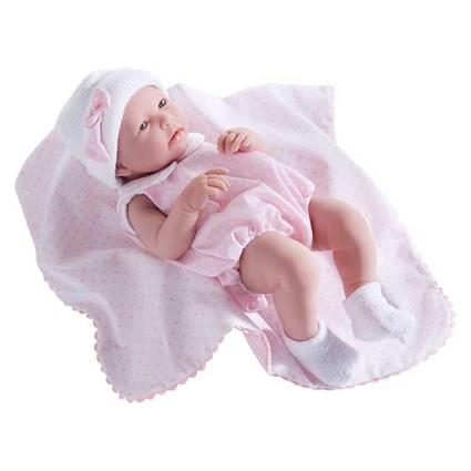 Boneca New Born Vestido Rosa e Manta de 43cm