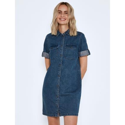 Noisy May Vestido estilo camisa, corte direito, mangas curtas