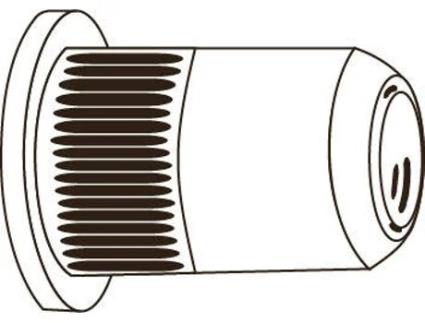 Porca de Rebitar Cabeça Larga Fundo Aberto (Estriada) CHEMITOOL LV 9201 M6 Inox Passivado