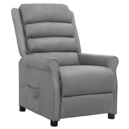 vidaXL Poltrona reclinável couro artificial cinzento