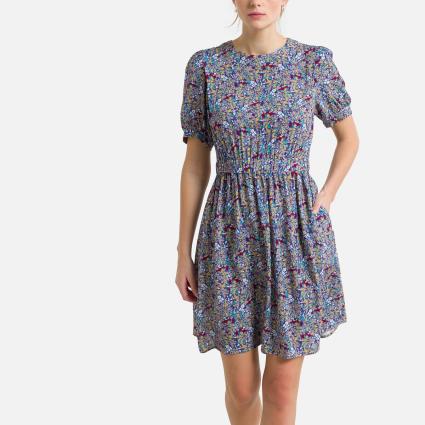 See U Soon Vestido estampado de gola redonda e mangas curtas