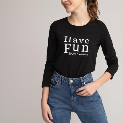 La Redoute Collections T-shirt de mangas compridas com motivo, 10-18 anos