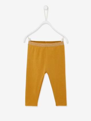 Leggings com lantejoulas no cós, para bebé menina castanho medio liso