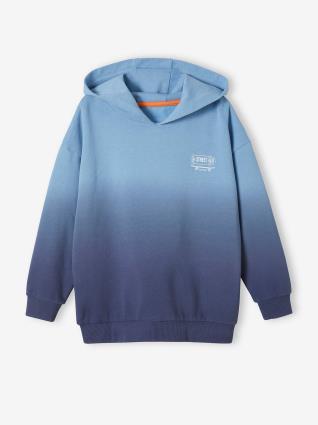 Sweat com capuz dip-dye, motivo skate, para menino azul medio liso com motivo