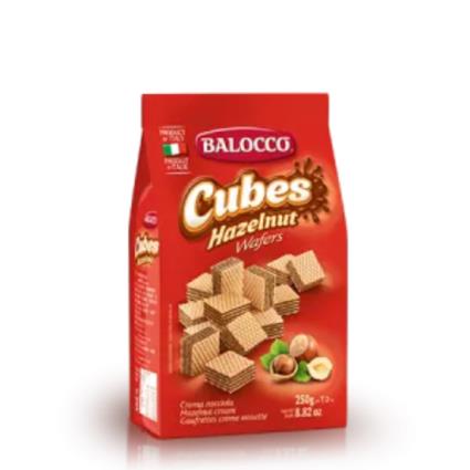 Bolachas Wafers Cubos Avelã Balocco 250g