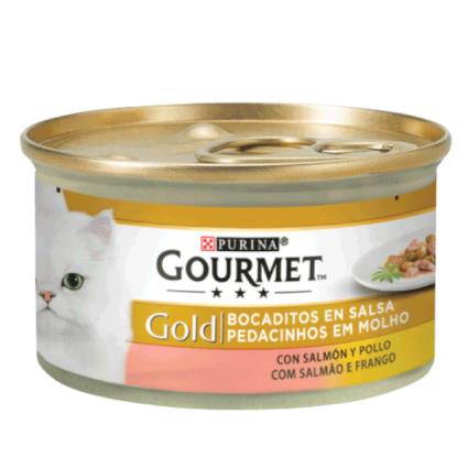 Comida Húmida Gato Gold Salmão e Frango Purina Gourmet 85g