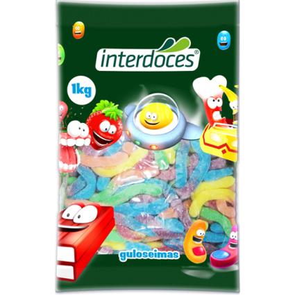 Gomas Minhocas Ácidas Interdoces 1kg