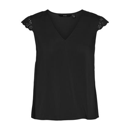 Vero Moda Camiseta Manga Curta Gola V Vica Lace Woven Ga M Black