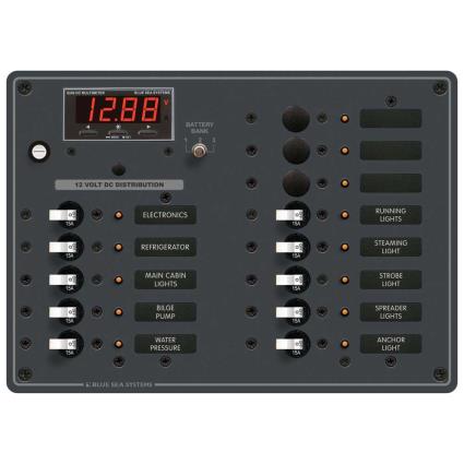 Blue Sea Systems Dc Panel 13 Position With Multimeter One Size Black