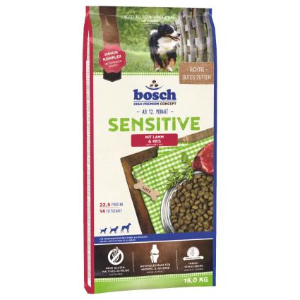 bosch Sensitive com cordeiro e arroz - 15 kg