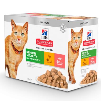 Hill's Science Plan Feline Mature Adult 7+ Senior Vitality em saquetas - 12 x 85 g