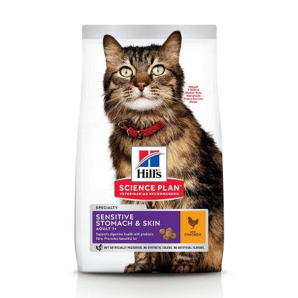 Hill's Adult Sensitive Stomach & Skin com frango ração para gatos - 1,5 kg