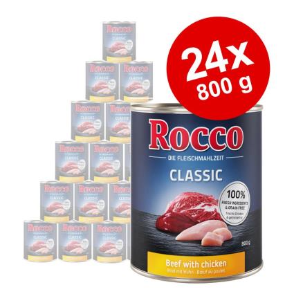 Rocco Classic 24 x 800 g - Pack económico - Vaca com cordeiro