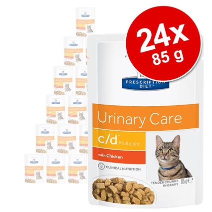 Hill's Prescription Diet comida húmida para gato 24 x 85 g - Pack económico - c/d Urinary Stress com frango
