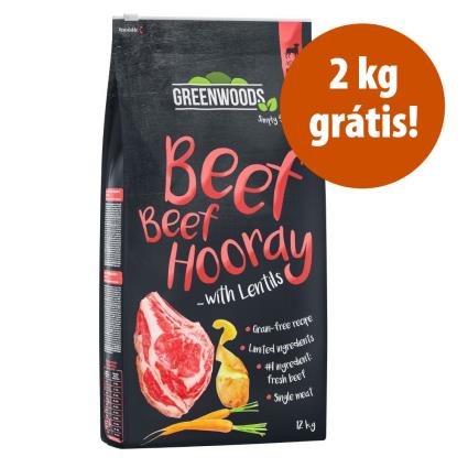 Greenwoods ração 12 kg em promoção: 10 kg + 2 kg grátis! - Vaca com lentilhas, batata e cenoura