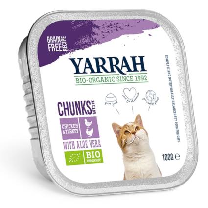 Yarrah Bio Pedaços em molho 6 x 100 g - Frango e peru biológicos com aloe vera biológico