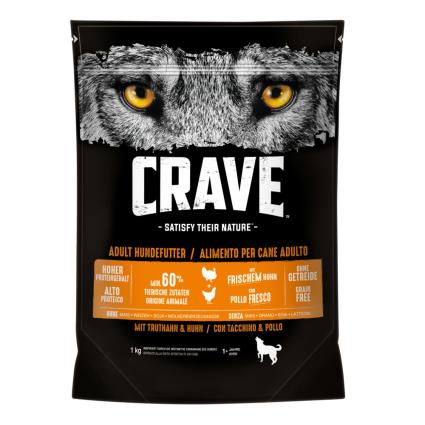 Crave Adult com peru e frango ração para cães - Pack económico: 3 x 2,8 kg