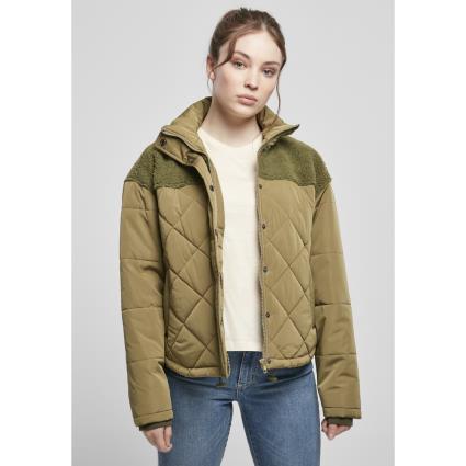 Urban Classics Jaqueta Feminina Urban Classics Diamond Quilt Puffer Oversized XS vert olive