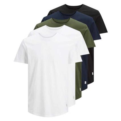 Jack & Jones Camiseta Noa Crew 5 Unidades 2XL White / Detail White / Black / Navy / Forest