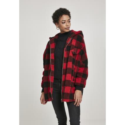 Urban Classics Hooded Check Parka XS Red Flash / Black