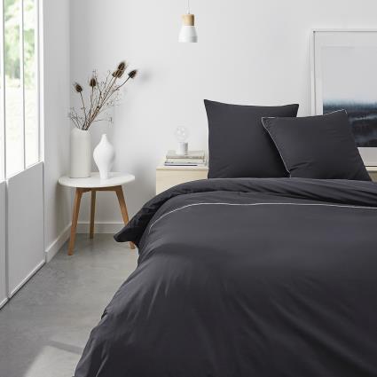 Today  Conjunto de roupa de cama HC3 Lace Coton Percale TODAY Prestige Fusain  Preto  220x240 cm.Casa >Conjunto de roupa de cama