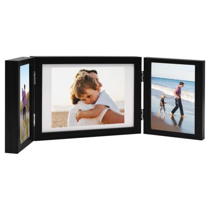 vidaXL Moldura com três dobras 28x18 cm+2x(13x18 cm) preto