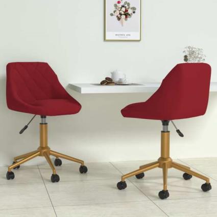 Cadeiras de Jantar Giratórias 2 pcs Veludo Vermelho Tinto