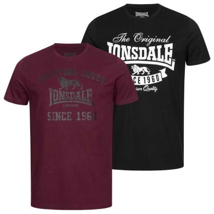 Lonsdale Camiseta De Manga Curta Torbay 2 Unidades XL Black / Oxblood