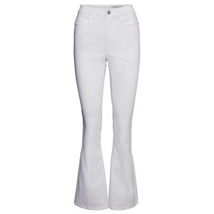Noisy May Jeans Sallie Cintura Alta Flare 29 Bright White