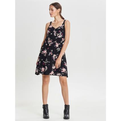 Only Vestido Curto Karmen Aop Woven 42 Black / Aop Orange Flower Print
