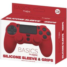 Pack Capa Silicone + Grips Vermelhos PS4