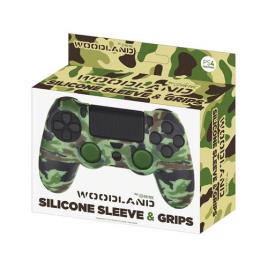 Capa de Silicone + Grips para Comando PS4 FREATEC Woodland Camuflagem