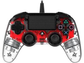 Comando PS4 NACON Wired Illuminated Compact Controller em Vermelho e transparente
