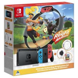 Nintendo Switch Console + Controlador Ring-con + Leg Strap + Jogo Ring Fit Adventure Europe PAL 220V Black