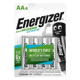 Energizer Pilha Recarregável Extreme AA LR6, 2300 mAh, Embalagem 4 unidades, Pré-Carregadas