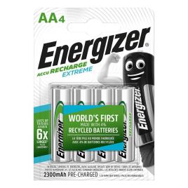 Energizer Pilha Recarregável Extreme AA LR6, 2300 mAh, Embalagem 4 unidades, Pré-Carregadas