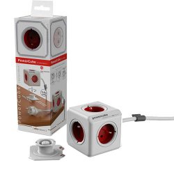 Extensão 3M c/cubo 4 tomadas 2 portas USB PowerCube-1402 RED