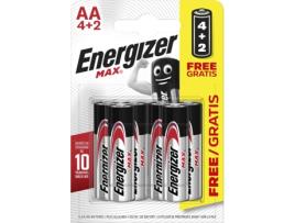 Pilhas ENERGIZER Max Alk AA BP6 4+2