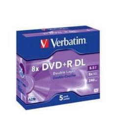 Verbatim Dvd+r 8X 8.5GB 240MIN Double Layer Caixa Normal (jewel) Pack 5