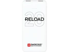 Powerbank SKROSS Reload (20000 mAh - 2 USB - USB-C - MicroUSB - Branco)