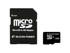 Cartão Memória MicroSDHC SILICON POWER (8 GB - Class10) com adaptador