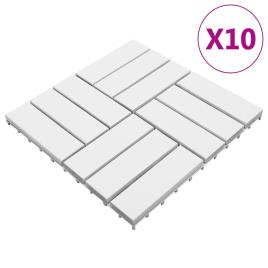 vidaXL Ladrilhos de terraço 10 pcs 30x30 cm acácia maciça branco