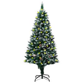vidaXL Árvore de Natal artificial + luzes LED/pinhas/neve branca 150cm