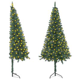 vidaXL Árvore Natal artificial de canto com luzes LED 240 cm PVC verde