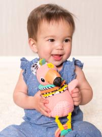 Brinquedo musical, Flamingo, INFANTINO rosa medio liso com motivo