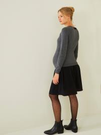 Vestido bimatéria, especial gravidez e amamentação cinzento escuro mesclado