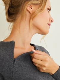 Vestido bimatéria, especial gravidez e amamentação cinzento escuro mesclado