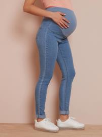 Treggings de grávida azul medio desbotado