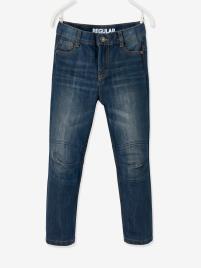 Jeans direitos para menino, indestrutíveis e morfológicos, medida das ancas LARGA azul escuro liso