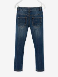 Jeans direitos para menino, indestrutíveis e morfológicos, medida das ancas LARGA azul escuro liso